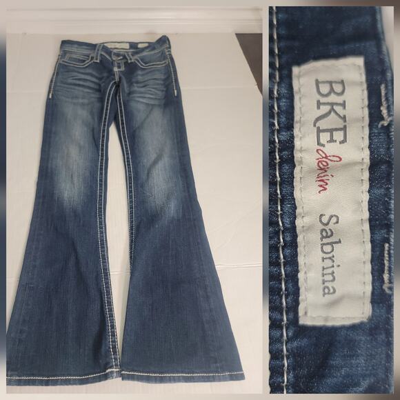 BKE Buckle Low Rise Bootcut Jeans Womens 27L x 33 Sabrina Thick Stitch Y2K 90's - Picture 1 of 13